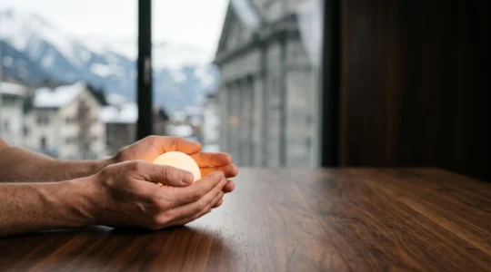 Illustration conceptuelle d'une main protégeant des documents financiers symbolisant la confidentialité des données lors d'une demande de crédit en Suisse